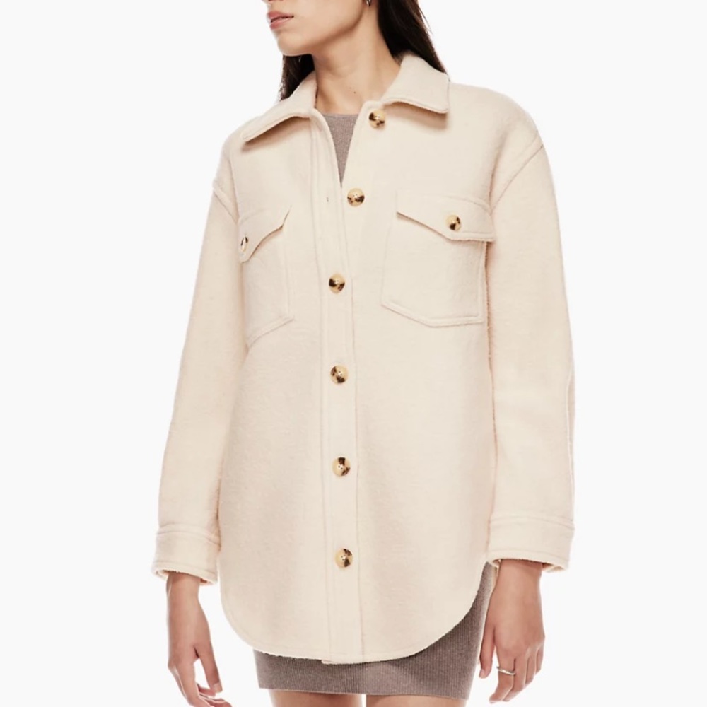 Aritzia Ganna Shirt Jacket in Heather Bone XS